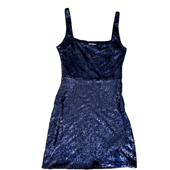 Club L London Navy Blue Sequin Mini Dress EUC - Picture 3 of 8